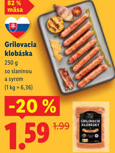 Grilovacia klobása so slaninou a syrom