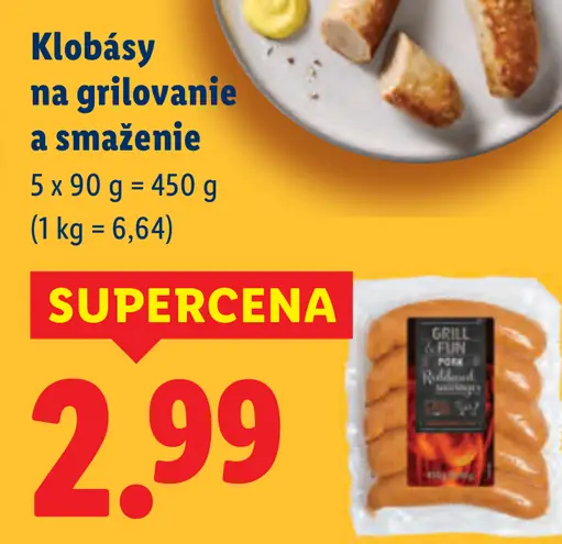 Klobásy na grilovanie a smaženie