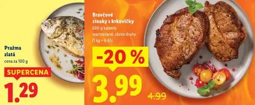 Bravčové steaky z krkovičky marinované rôzne druhy