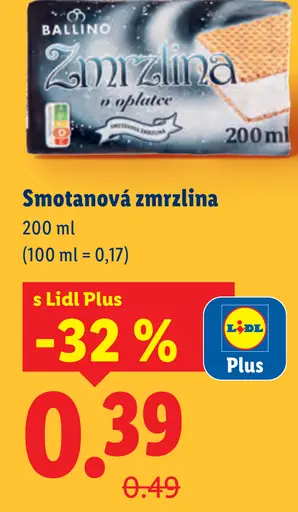 Ballino smotanová zmrzlina na oplátke