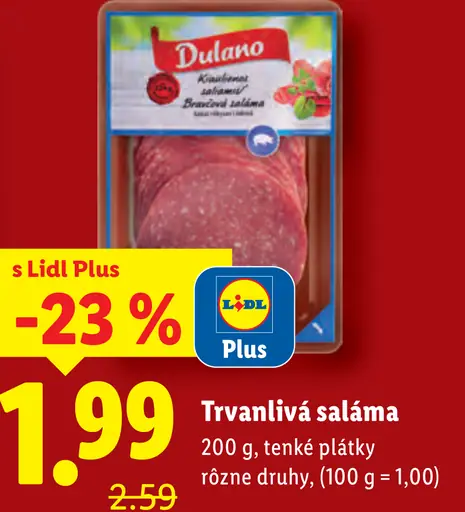 Dulano trvanlivá saláma tenké plátky rôzne druhy