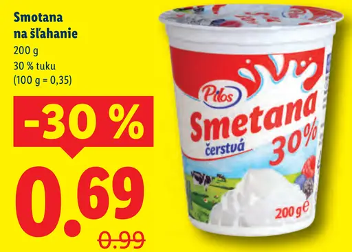 Pilos smotana na šľahanie 30 % tuku