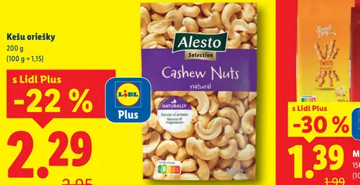 Alesto kešu oriešky natural