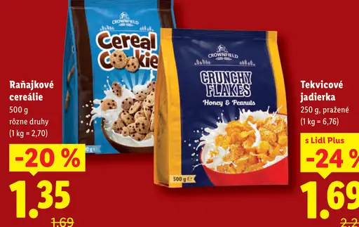 Crownfield raňajkové cereálie Cereal Cookie