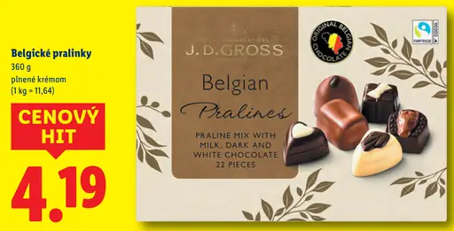 J.D. Gross belgické pralinky plnené krémom