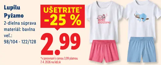 Lupilu detské pyžamo 2‑dielna súprava