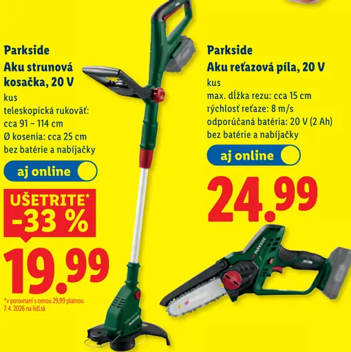 Parkside Aku strunová kosačka 20 V