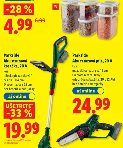 Parkside Aku chvostová píla 20 V