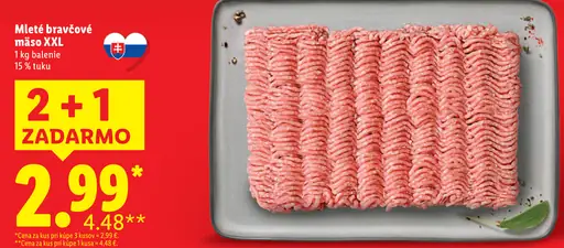 Mleté bravčové mäso 30 % tuku