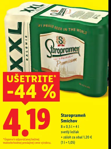 Staropramen Smíchov svetlý ležiak plechovka