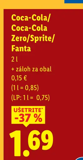 Coca-Cola, Coca-Cola Zero, Fanta, Sprite, Zero limetka nápoje