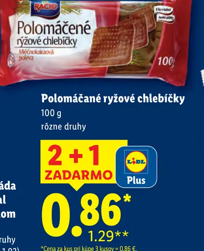 Racio Polomáčané ryžové chlebíčky mliečnokakaová poleva