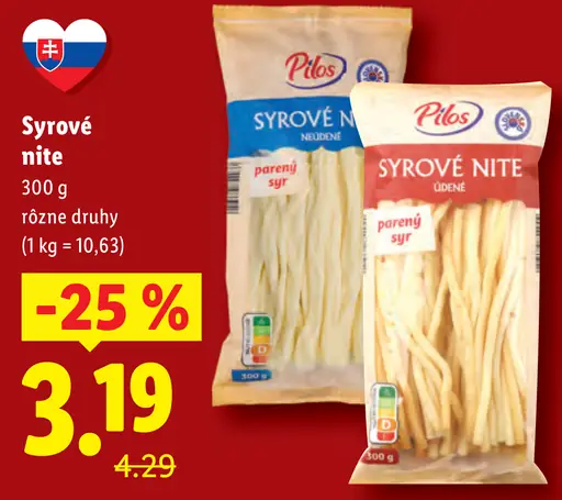 Pilos syrové nite parené syry rôzne druhy