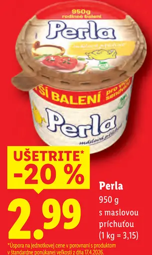 Perla nátierkové maslo s maslovou príchuťou