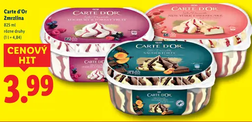 Carte d’Or zmrzlina rôzne druhy