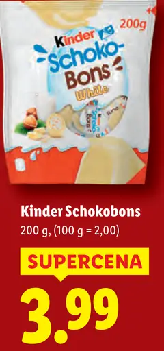 Kinder Schokobons White cukríky s náplňou