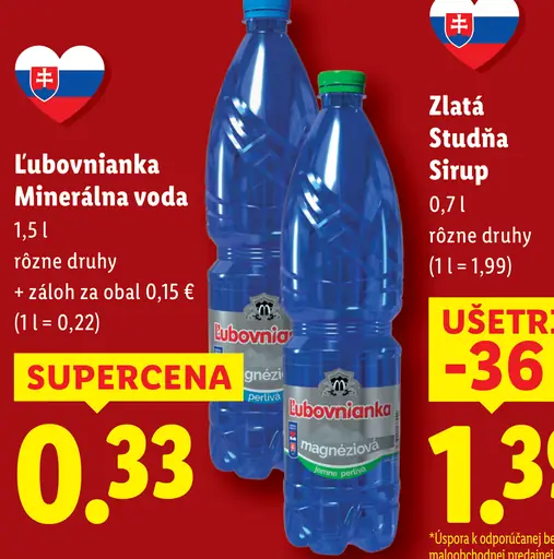 Ľubovnianka minerálna voda rôzne druhy