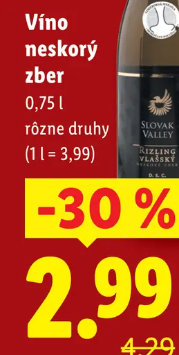 Víno neskorý zber rôzne druhy