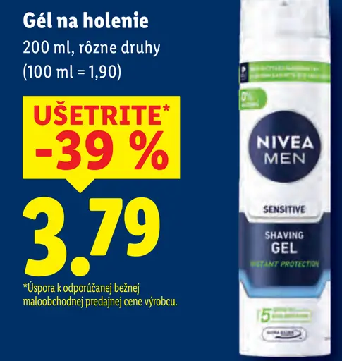 Nivea gél na holenie rôzne druhy