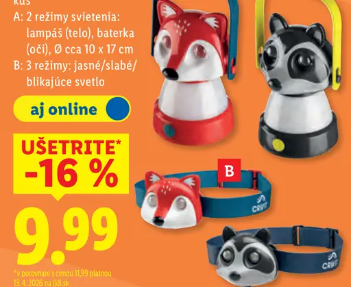 Crivit detská čelovka/kempingová lampa