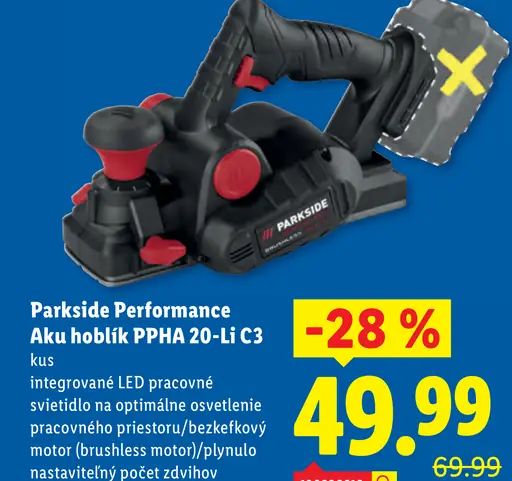 Parkside Performance aku hoblík PPHA 20-Li C3