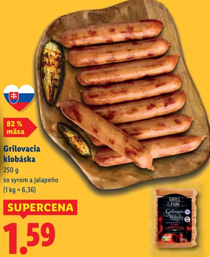 Grilovacia klobáska so syrom a jalapeño