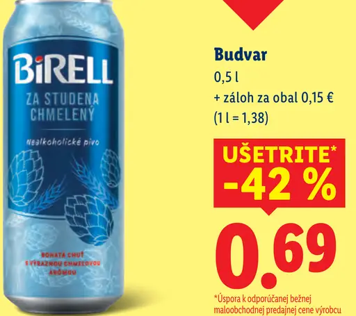 Budvar nealkoholické pivo 0,0 % plechovka