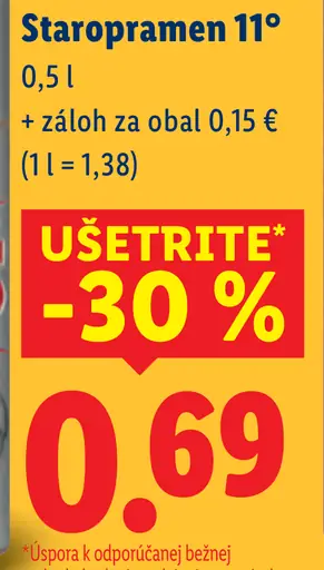 Staropramen svetlé pivo Jedenástka plechovka