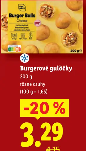 Chef Select burgerové guľôčky Cheese