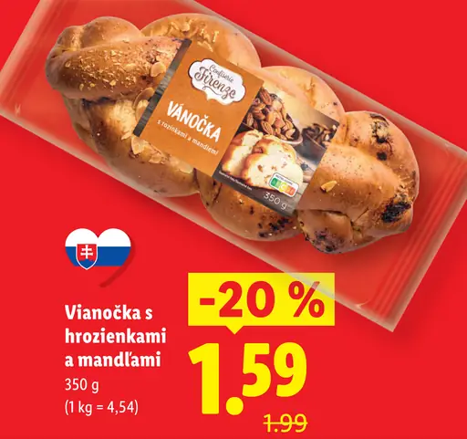 Vianočka s hrozienkami a mandľami