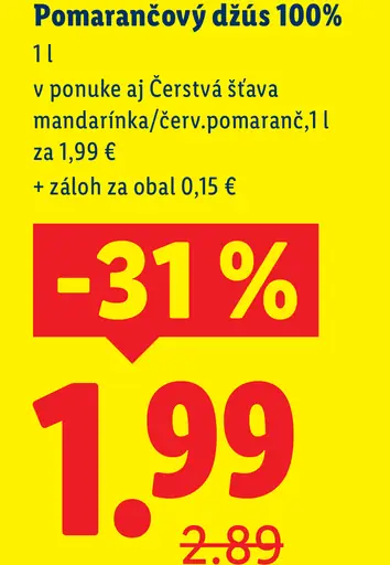 Pomarančový džús 100%