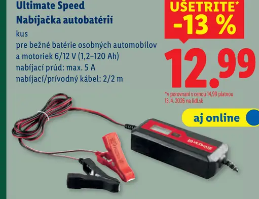 Ultimate Speed Nabíjačka autobatérií