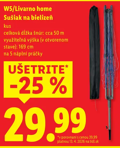 W5/Livarno Home sušiak na bielizeň