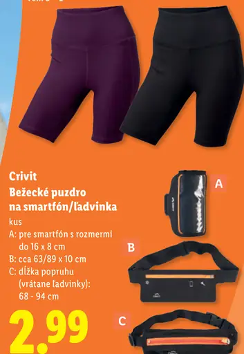 Crivit bežecké puzdro na smartfón / ľadvinka