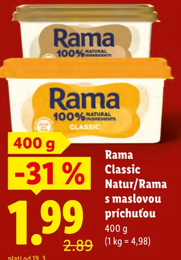 Rama Classic Natur margarín s maslovou príchuťou