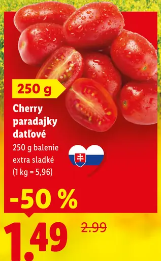 Paradajky cherry strapcové extra sladké