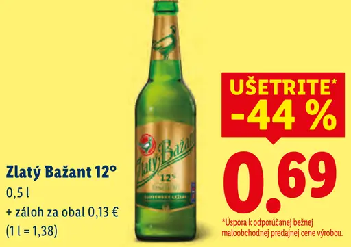 Zlatý Bažant 12° pivo