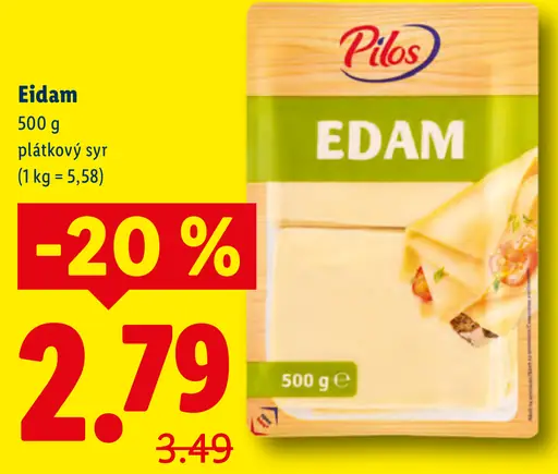 Pilos Eidam plátkový syr