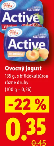 Pilos Ovocný jogurt s bifidokultúrou