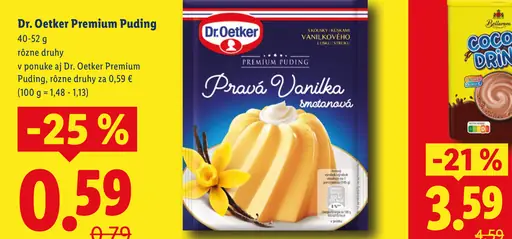 Dr. Oetker Premium puding rôzne druhy