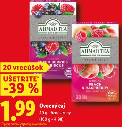 Ahmad Tea ovocný čaj rôzne druhy
