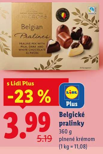 Belgické pralinky plnené krémom
