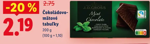 J. D. Gross Čokoládovo-mätové tabuľky