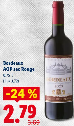 Bordeaux AOP sec Rouge červené víno