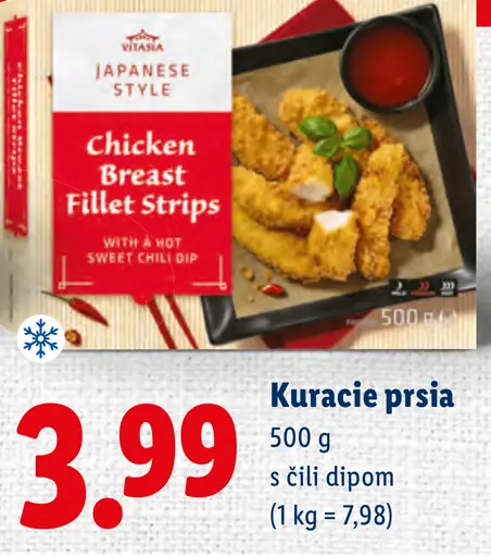 Vitasia Kuracie prsia filet strips s čili dipom