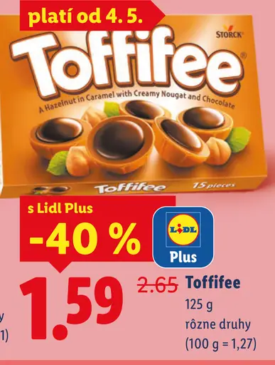 Toffifee karamelové pralinky s lieskovým orieškom