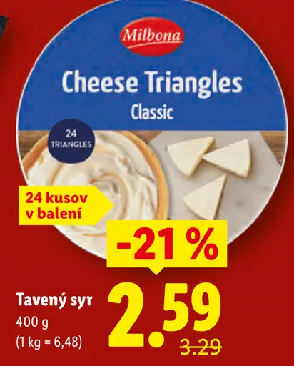 Milbona Cheese Triangles tavený syr classic