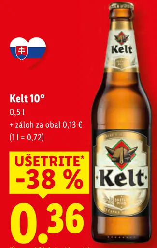 Kelt 10° pivo fľaša