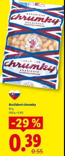Kukuričné Arašidové chrumky