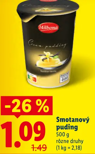 Milbona Smotanový puding